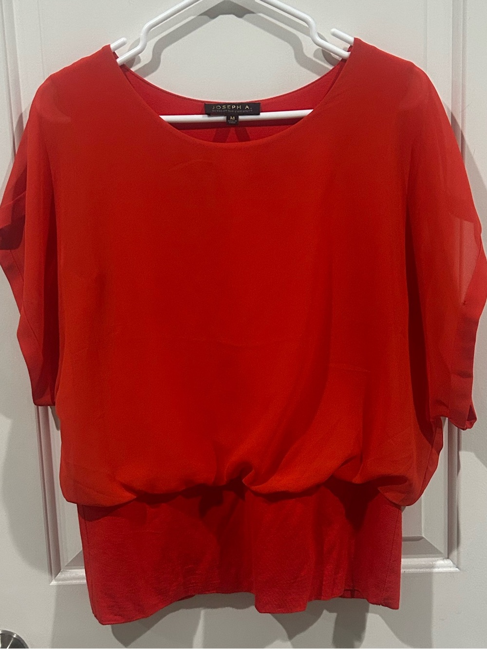 Joseph A. Red Blouson Sleeve Tunic Top